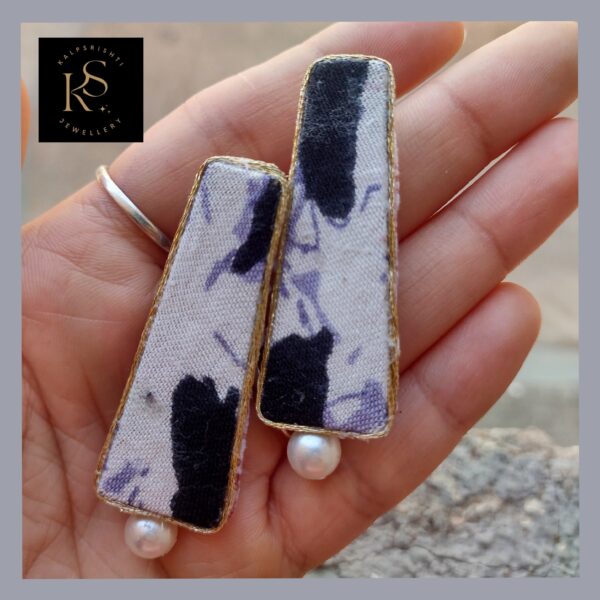 HANDMADE BLACK PRINTED FABRIC EARRINGS FOR ANY OCCASION