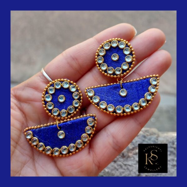 HANDMADE BLUE FABRIC EARRINGS FOR ANY OCCASION