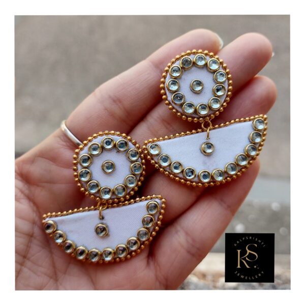 HANDMADE WHITE FABRIC EARRINGS FOR ANY OCCASION
