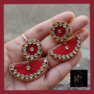 HANDMADE RED FABRIC EARRINGS FOR ANY OCCASION