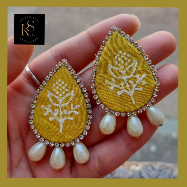 HANDMADE YELLOW PRINTED FABRIC EARRINGS FOR ANY OCCASION