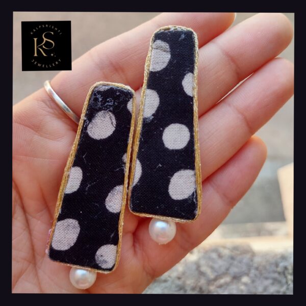 HANDMADE BLACK PRINTED FABRIC EARRINGS FOR ANY OCCASION