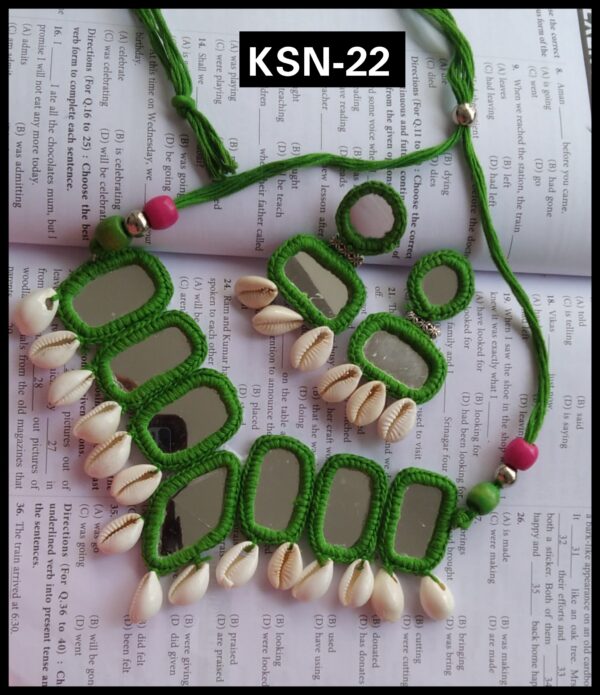 Handmade Green Mirror Choker Necklace Set